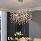 Modern Tree Branch Crystal Chandelier Luxury Silver Crystal Pendant Lighting 23.6" Contemporary 8-Light Chandeliers for Dining Room Kitchen Bedroom Living Room