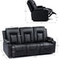 Leather Recliner Sofa Set with Manual Recliners,Living Room Furniture Set with Reclining Couch,Loveseat and Armchair,Living Room Chair with Cup Holders,Black (3+1+1)