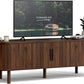 TV Stand for Tvs up to 60 Inch, Entertainment Center with Sliding Doors and Adjustable Shelf, Modern TV Console with Storage for Living Room, Bedroom, Walnut