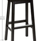 Solid Wood Saddle-Seat Kitchen Counter Barstool with Footrest, Easy Assembly - 29-Inch Height - Black - Set of 2