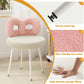 Swivel Vanity Chair with Back, Upholstered Desk Chair for Girls, Modern Makeup Vanity for Bedroom, Living Room (Pink and Off-White)