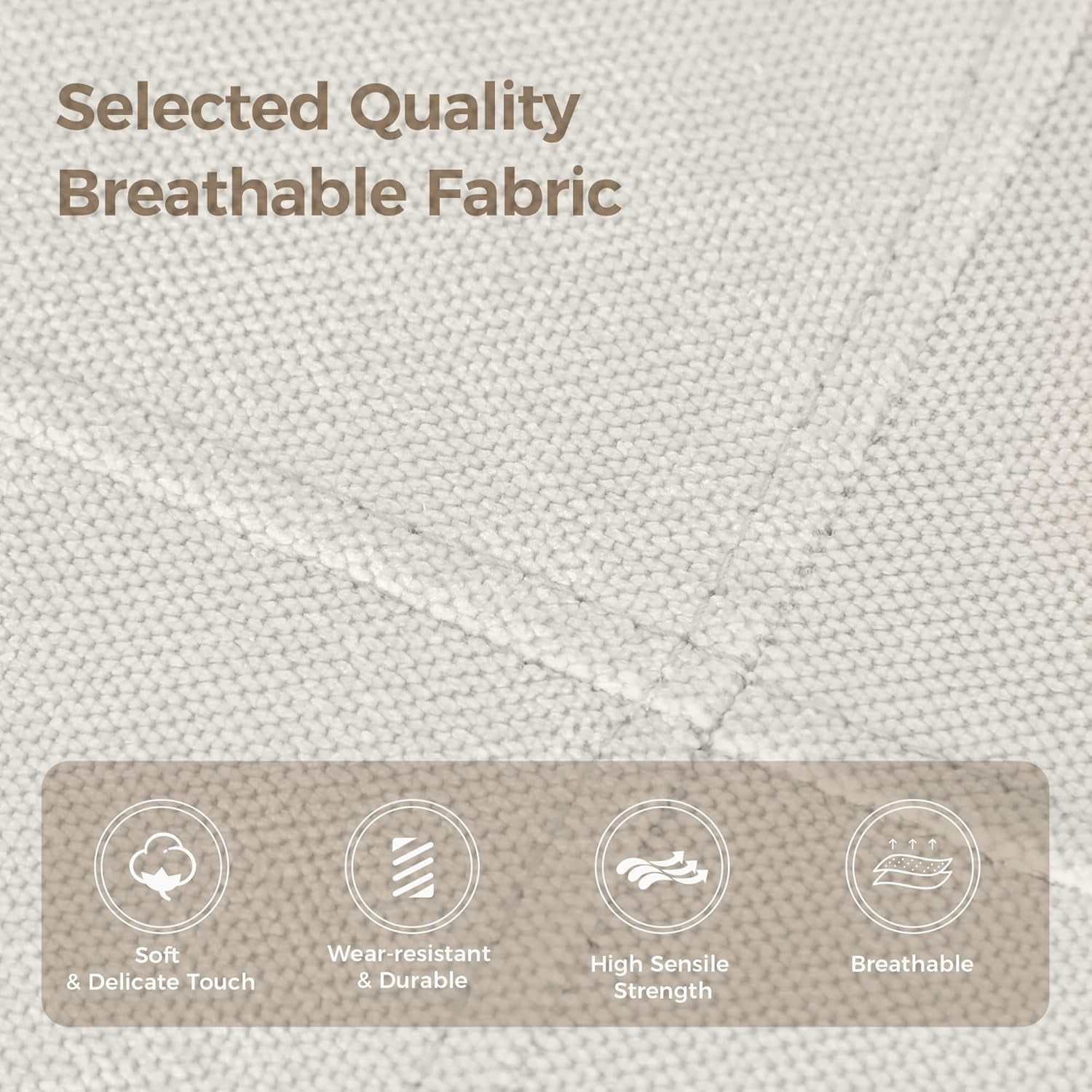 Counter Height Bar Stools Set of 2 for Kitchen Counter Solid Wood Legs with Fabric Saddle Seat Farmhouse Barstools for 34"-38" Counter Island Upholstered Stools, 24In, Creamy White