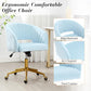 Home Office Swivel Desk Chair, Modern Velvet Vanity Chair, Height Adjustable Armchair with Gold Base, Ergonomic Office Chair for Task Study Computer Room, Light Blue