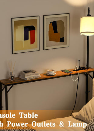 Slim Console Table Featuring Integrated Outlet and Adjustable LED Lighting for Living Spaces