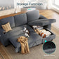 Sectional Sleeper Sofa with Pull Out Couch Bed Convertible Plush Corduroy Cloud Couch with Storage Chaise & USB Charging, Comfy L Shaped Modular Couches for Living Room Apartment (Grey)