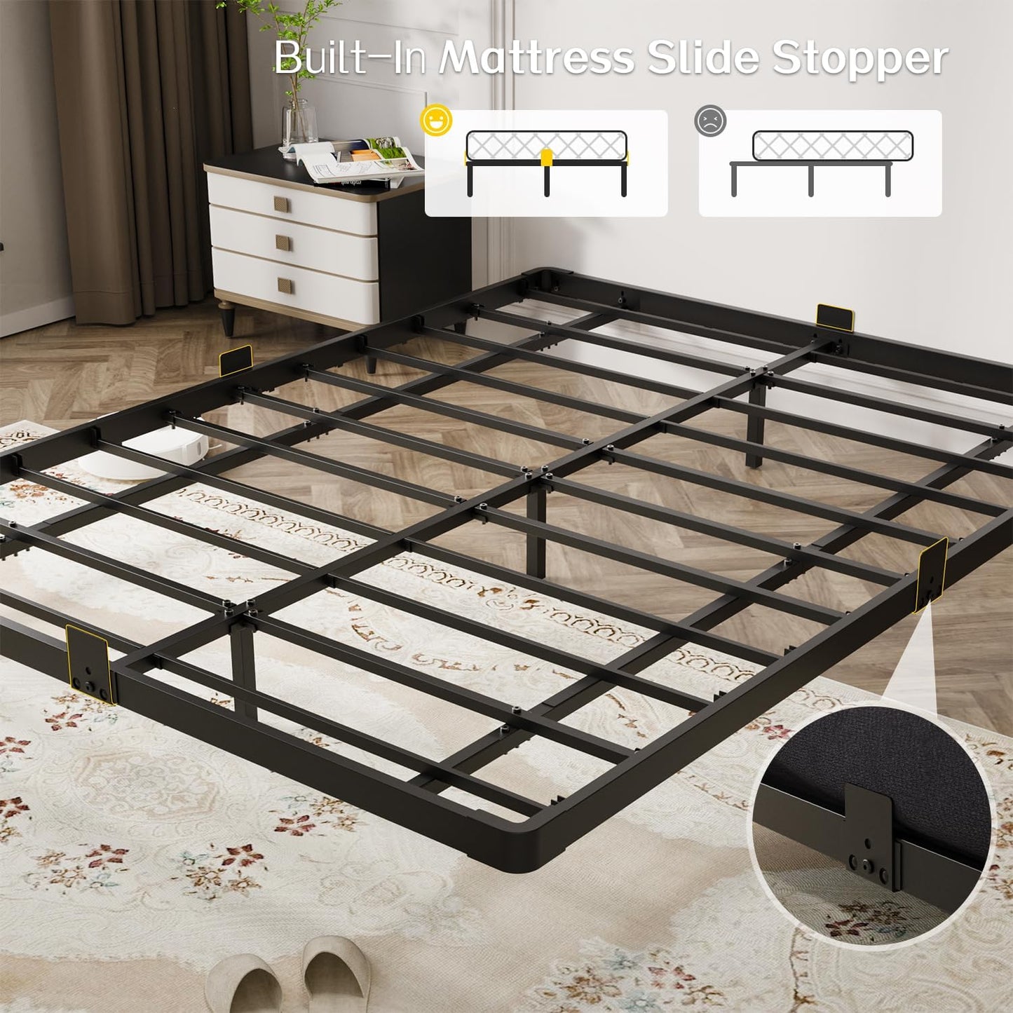 Floating Bed Frame Full Size with Smart LED Lights and Charging Station - Modern Metal Platform Bed, Easy Assembly No Box Spring Needed