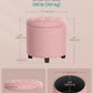 round Ottoman, Ottoman with Storage, 17.7 X 17.7 X 17.5 Inches, Foot Rest with Legs, Velvet, Load up to 330 Lb, for Living Room, Bedroom, Jelly Pink ULOM012R01