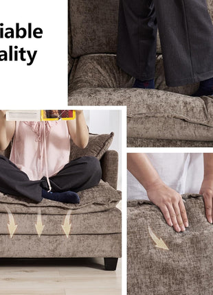 76'' Modular Chenille Deep Seat Loveseat Sofa with Movable Ottoman - Elegant Design for Small Spaces