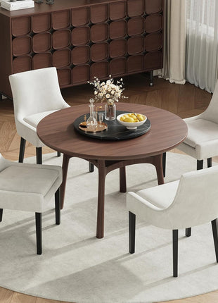 Set of 4 Upholstered Dining Chairs with Mid Back and Wooden Legs, Modern Accent Side Chairs for Living Room and Dining Room - Beige