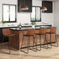 Bar Stools Set of 3, 26 Inches Counter Height Bar Stools with Back, Modern Faux Leather Barstools with Metal Legs and Footrest, Bar Chairs for Kitchens Island (Dark Brown)