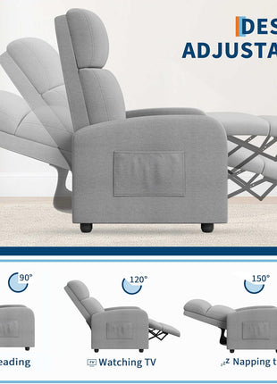 Ergonomic Recliner Chair for Adults with Adjustable Features, Side Pocket, High Back, Wide Arms, and Padded Seat – Ideal for Home Theater and Living Room Seating