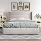 Queen Size Lift up Storage Bed, Modern Wingback Headboard, Hydraulic Support, No Box Spring Needed, Light Beige