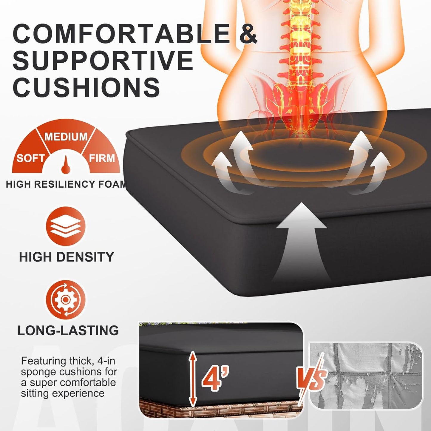 Patio Furniture Sets, 7-Piece Outdoor Patio Furniture with Thick Cushions, Wicker Outdoor Conversation Set Sectional Sofa for Backyard, Poolside, Garden