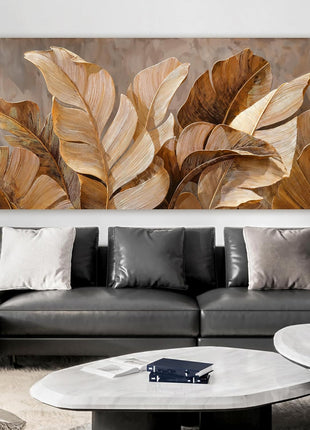 Botanical Canvas Wall Art - Contemporary Brown Artwork for Living Room, Bedroom, and Office Decor - 20" x 40