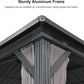 10' X 16' Permanent Hardtop Gazebo Aluminum Frame with Galvanized Steel Double Vented Roof Includes Removable Netting and Curtains with Hooks for Garden Patio Lawns Grey