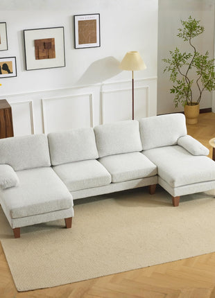 Elegant 110" U-Shaped Chenille Sectional Sofa with Dual Chaises for an Enhanced Living Room Experience