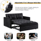 Convertible Sofa Bed, Pull Out Couch with Side Pockets, 3 in 1 Velvet Fabric Loveseat Sleeper Sofa Bed, Pull Out Couch with Adjustable Backrest for Living Room, Bedroom, Apartment, Black