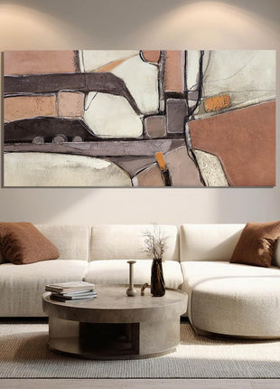 Large Framed Grey Abstract Canvas Art for Living Room, Bedroom, and Office - 24" x 48