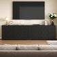 Sideboard Buffet Cabinet, 56" Modern Credenza with 4 Doors and Adjustable Shelves, Wood Accent Cabinet Console Media for Entryway, Living Room, Kitchen, Satin Black