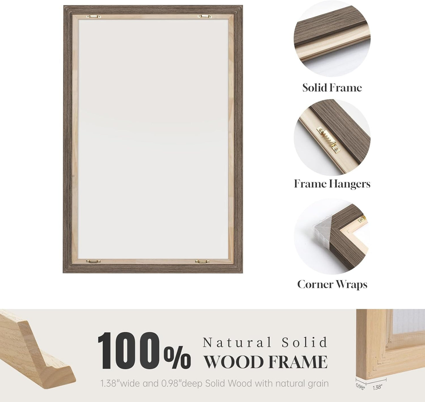 Framed Sage Green Abstract Wall Art, Modern Canvas Prints Artwork for Walls, Square Minimalist All Green Abstract Pictures for Living Room, Hallway, Fireplace, Bedroom, Home Office Wall Decor 30X30 In