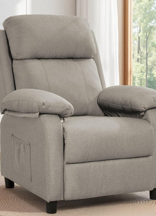 Padded Recliner Chair with Side Pockets for Adults - Compact Living Room Lounge Chair for Small Spaces (Linen)