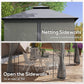 10' X 11.5' Metal Patio Gazebo, Double Roof Outdoor Gazebo Canopy Shelter with Tree Motifs Corner Frame and Netting, for Garden, Lawn, Backyard, and Deck, Gray