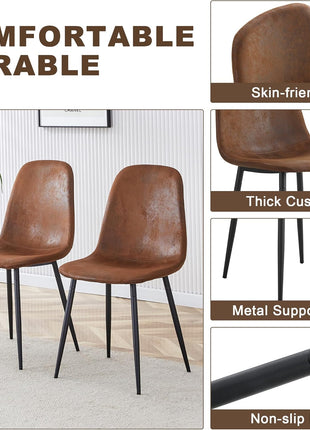 Sophisticated Dining Table Set for Eight with Dark Wood Finish and Upholstered Suede Chairs
