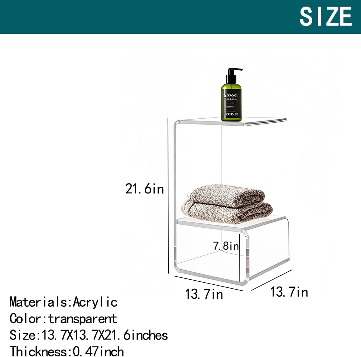 Acrylic End Table for Nightstand,21" H C-Shaped End Table for Living Room,Bedside Table for Bedroom.Side Tables for Living Room for Small Spaces,Clear