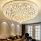 Crystal Chandeliers Modern LED Dimmable Flush Mount Ceiling Chandeliers for Living Room High Ceiling Entrance Foyer Bedroom Dining Room