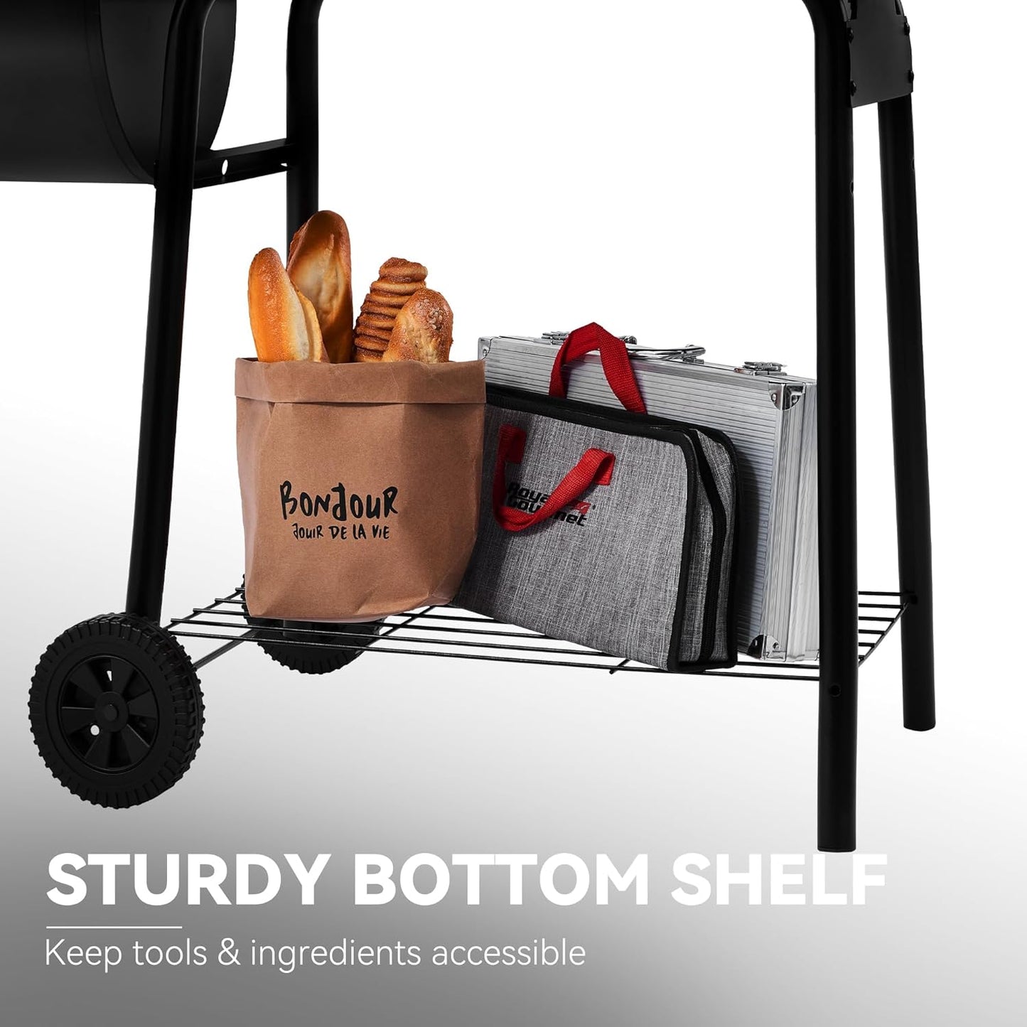 CC1830S BBQ Charcoal Grill and Offset Smoker | 823 Square Inch Cooking Surface, Outdoor for Camping | Black