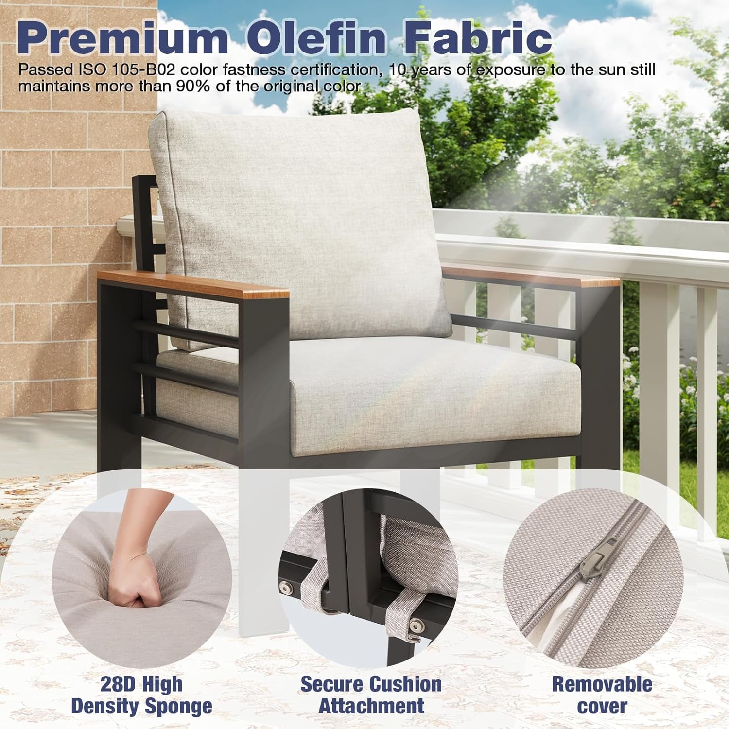 Aluminum Patio Furniture Set 7 Seats, Oversized Outdoor Sectional with Washable Thick Cushions, Coffee Table and Waterproof Cover, Patio Conversation Sets for Porch, Balcony, Deck