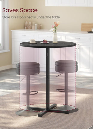 Set of 2 Modern Round High Top Bar Tables with Metal Frame and Cross Base, Accommodates 2-3 People, Easy Assembly, 23.6 x 41.1 Inches, Ebony Black