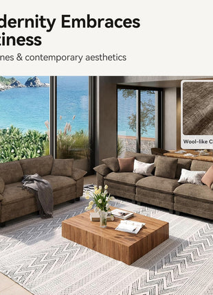 Oversized Chenille Sofa and Loveseat Set - Modern Cloud Sectional Design for Elegant Living Spaces