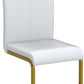 Modern Leather Dining Chairs Set of 4,Armless Kitchen Chairs,Dining Room Chairs with Upholstered Padded Seat and Sturdy Gold Legs for Dining Room,Kitchen (Set of 4, Light Grey-Gold Leg)