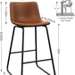 Bar Stools Set of 3, 26 Inches Counter Height Bar Stools with Back, Modern Faux Leather Barstools with Metal Legs and Footrest, Bar Chairs for Kitchens Island (Dark Brown)