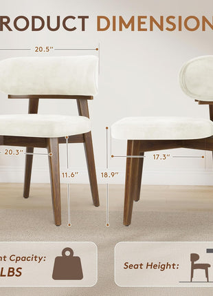 Set of 4 Contemporary Upholstered Dining Chairs with Ergonomic Curved Backrest and Wooden Frame for Dining Room