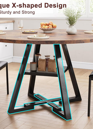 5-Piece Round Dining Table Set for Four - Space-Efficient Wooden Kitchen and Dining Room Furniture