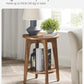 MAEZO Collection - Side Table, 2-Tier Small round End Table, Nightstand with Tapered Legs, Curved Transitions, for Small Spaces, Living Room, Bedroom, Rustic Walnut ULET283T41