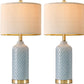 24.25" Modern Ceramic Blue Table Lamps Set of 2 for Living Room Bedroom Bedside Table Lamp for Night Stands Boho Nightstand Lamp Coastal Side End Table Lamps Reading Light Home Office Dorm Deco Gifts