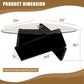 Modern Mid Century Triangle Glass Coffee Table Black Center Table with Tempered Glass Top Unique Natural Wood Tea Table for Living Room 35.5'' X 27.5'' X 15.7'' for Small Spaces, Rustic