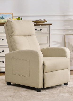 Modern Recliner Chair for Living Room - Adjustable Home Theater Seating with Soft Linen Upholstery & High Backrest, Ideal for Small Spaces, Linen Gray