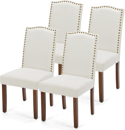 Dining Chairs Set of 4, Moden Kitchen Table Chairs with Wooden Legs and Padded Seat for Dining Room/Kitchen/Living Room/Restaurant, Beige