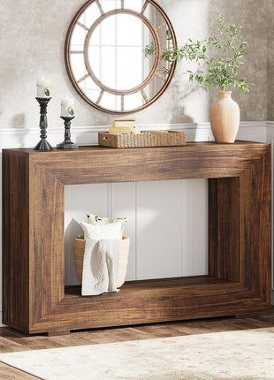47-Inch Industrial Farmhouse Console Table with Storage for Living Room and Hallway