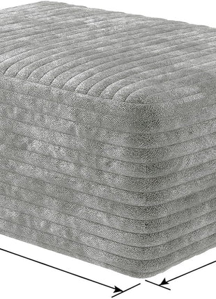 37.4" Plush Corduroy Ottoman - Upholstered Cloud Ottoman for Modular Sectional Couches, Compressed Memory Foam, No Assembly Required, Grey