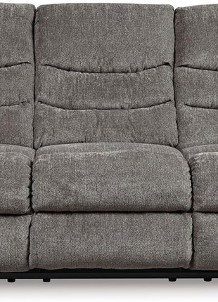 Signature Design by Ashley Tulen Contemporary Manual Pull Tab Reclining Sofa in Dark Gray