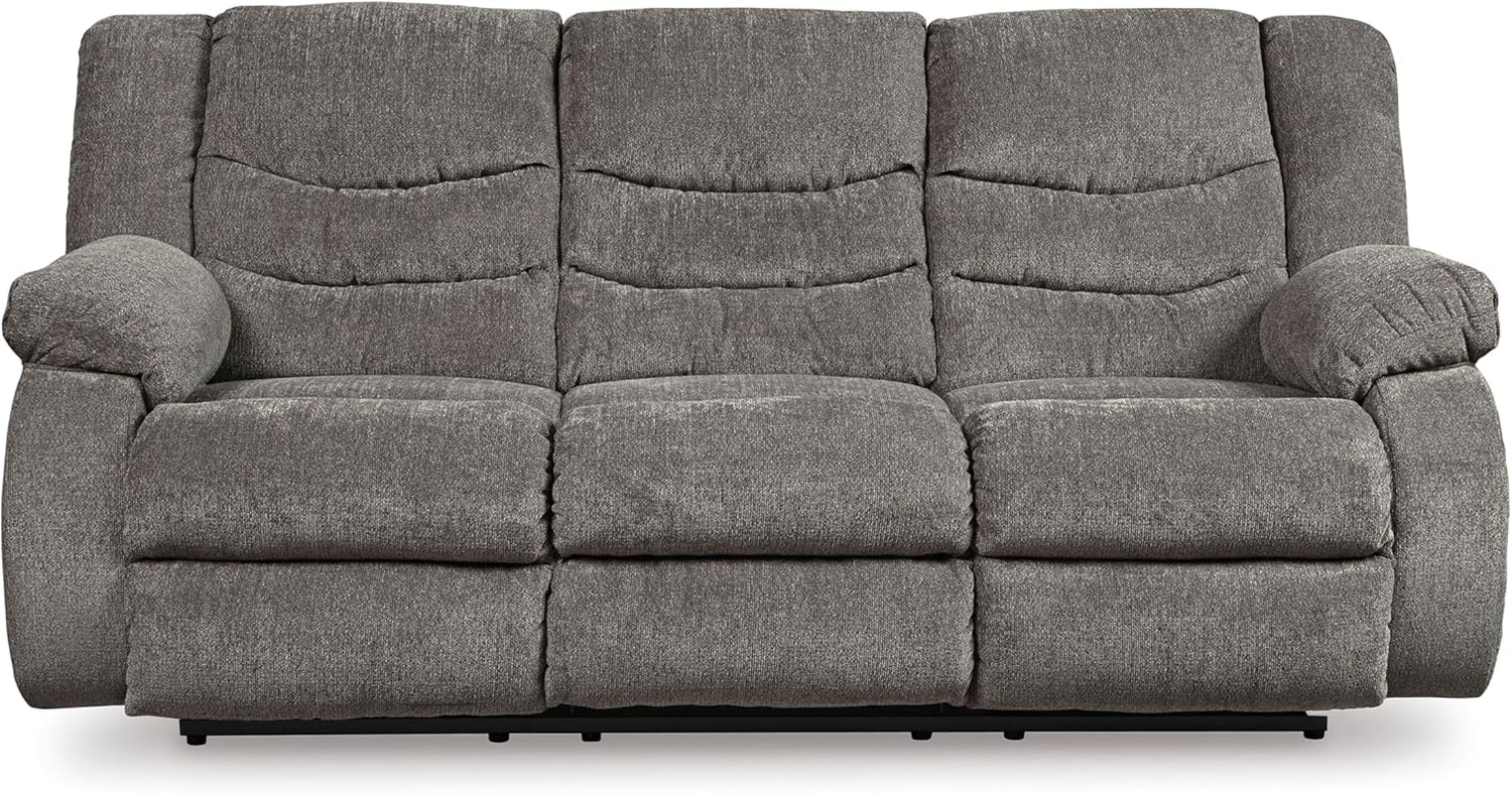 Tulen Modern Manual Pull Tab Reclining Sofa, Dark Gray