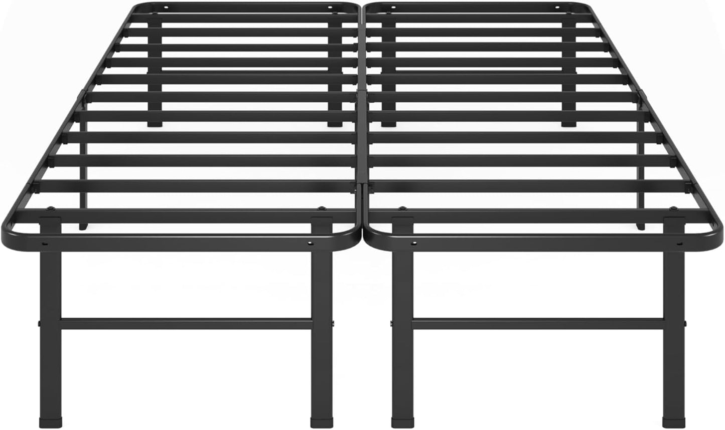 Rumi 14In Full Metal Bed Frame, Quick Assembly Smartbase® Mattress Foundation, Heavy Duty Sturdy Steel with No Box Spring Needed, Eco-Friendly Packaging, Black