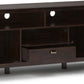 Artisan TV Stand - 53 Inch Wide Solid Wood Tall Media Console in Russet Brown, Contemporary Entertainment Center for Living Room for Tvs up to 60 Inches with Drawers and Cable Management