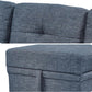Sectional Sleeper Sofa with Pull Out Bed, L Shape Convertible Linen Couch with Storage Chaise, 2 in 1 Pull Out Sofa Bed with 2 Seats, for Living Room, Apartment, Dark Blue