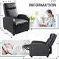 Modern Recliner Chair Padded Seat Pu Leather for Living Room Single Sofa Recliner Seat Club Chair Home Theater Seating (Black)